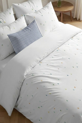 Housse de couette réversible en percale de coton 79 fils/cm² Gandia - Blanc et bleu cobalt