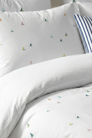 Housse de couette réversible en percale de coton 79 fils/cm² Gandia - Blanc et bleu cobalt
