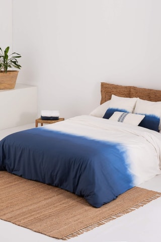 Housse de couette dip and dye en percale de coton 79 fils/cm² Mojácar - Bleu cobalt et blanc