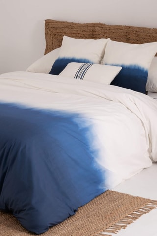 Housse de couette dip and dye en percale de coton 79 fils/cm² Mojácar - Bleu cobalt et blanc