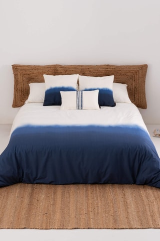 Housse de couette dip and dye en percale de coton 79 fils/cm² Mojácar - Bleu cobalt et blanc