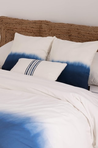Housse de couette dip and dye en percale de coton 79 fils/cm² Mojácar - Bleu cobalt et blanc