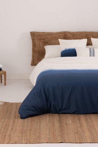 Housse de couette dip and dye en percale de coton 79 fils/cm² Mojácar - Bleu cobalt et blanc