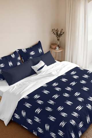 Housse de couette réversible en percale de coton 79 fils/cm² Oropesa - Bleu foncé