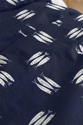 Housse de couette réversible en percale de coton 79 fils/cm² Oropesa - Bleu foncé