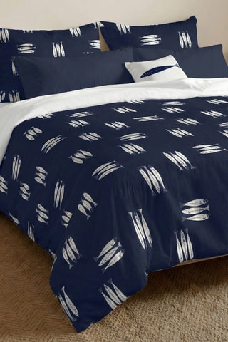 Housse de couette réversible en percale de coton 79 fils/cm² Oropesa - Bleu foncé