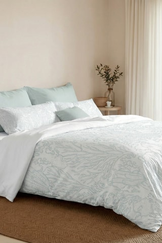 Housse de couette réversible en percale de coton 79 fils/cm² Begur - Vert clair
