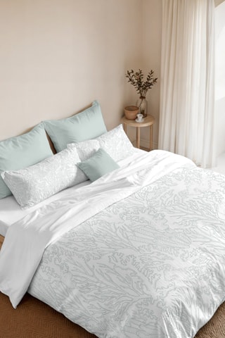Housse de couette réversible en percale de coton 79 fils/cm² Begur - Vert clair