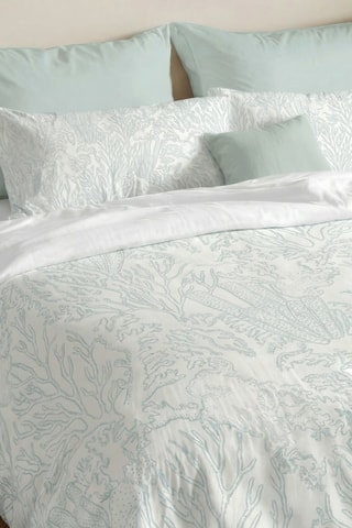 Housse de couette réversible en percale de coton 79 fils/cm² Begur - Vert clair