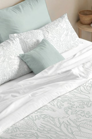 Housse de couette réversible en percale de coton 79 fils/cm² Begur - Vert clair