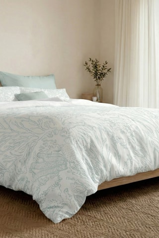 Housse de couette réversible en percale de coton 79 fils/cm² Begur - Vert clair