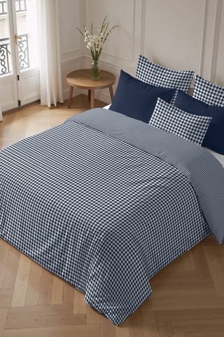 Housse de couette en percale de coton 79 fils/cm² Calafat - Bleu marine