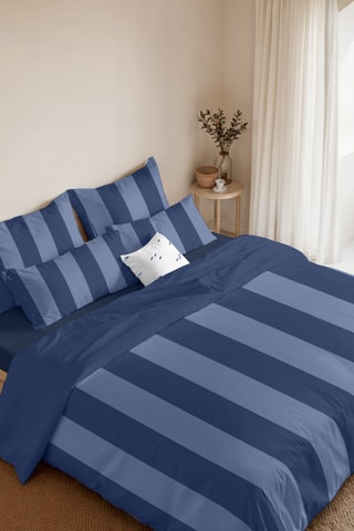 Housse de couette en percale de coton 79 fils/cm² Romani - Bleu