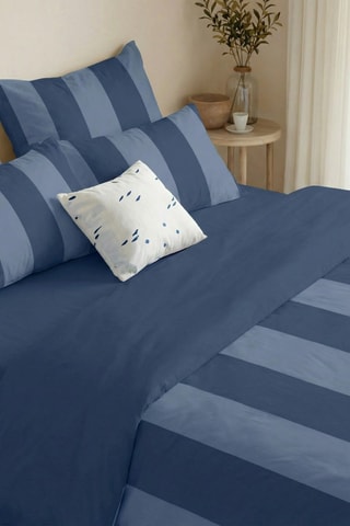 Housse de couette en percale de coton 79 fils/cm² Romani - Bleu