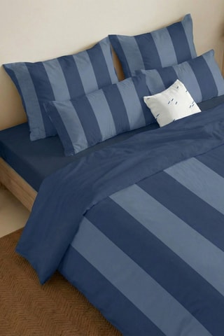 Housse de couette en percale de coton 79 fils/cm² Romani - Bleu