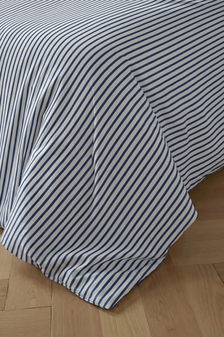 Housse de couette en percale de coton 79 fils/cm² Tavernes - Blanc et bleu marine