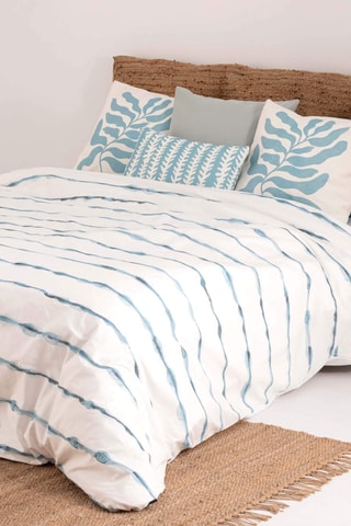 Housse de couette en percale de coton 79 fils/cm² Vera - Vert d’eau et blanc