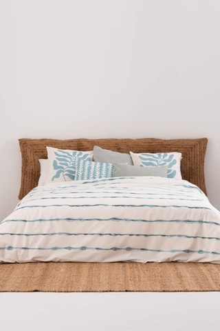 Housse de couette en percale de coton 79 fils/cm² Vera - Vert d’eau et blanc