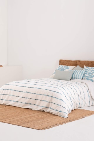 Housse de couette en percale de coton 79 fils/cm² Vera - Vert d’eau et blanc