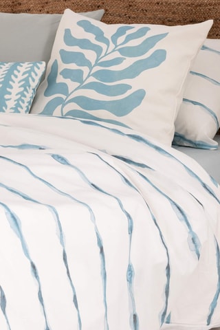 Housse de couette en percale de coton 79 fils/cm² Vera - Vert d’eau et blanc