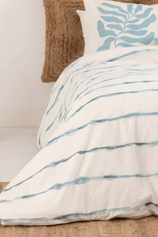 Housse de couette en percale de coton 79 fils/cm² Vera - Vert d’eau et blanc