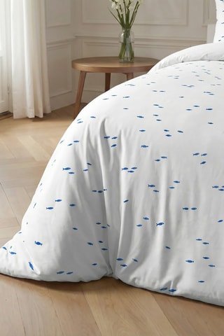 Housse de couette réversible en percale de coton 79 fils/cm² Bellreguard - Blanc
