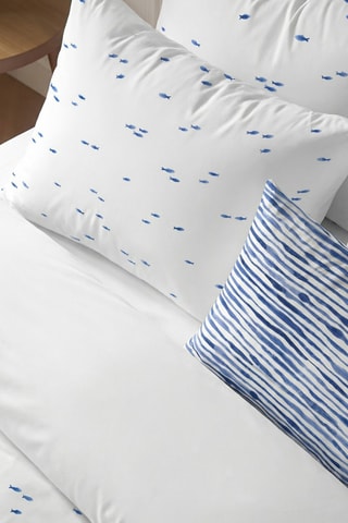 Housse de couette réversible en percale de coton 79 fils/cm² Bellreguard - Blanc