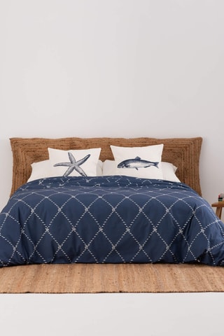 Housse de couette en percale de coton 79 fils/cm² Benicàssim - Bleu cobalt