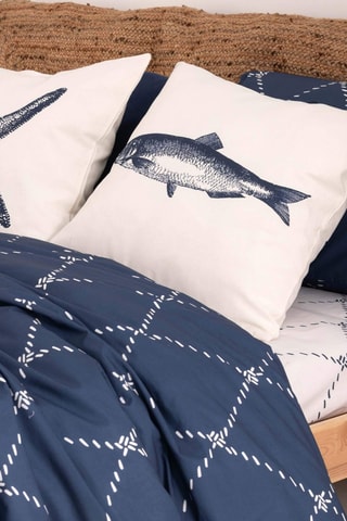 Housse de couette en percale de coton 79 fils/cm² Benicàssim - Bleu cobalt