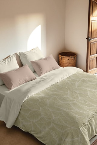 Capa de edredão reversível em percal de algodão 79 fios/cm² Nijar - Bege