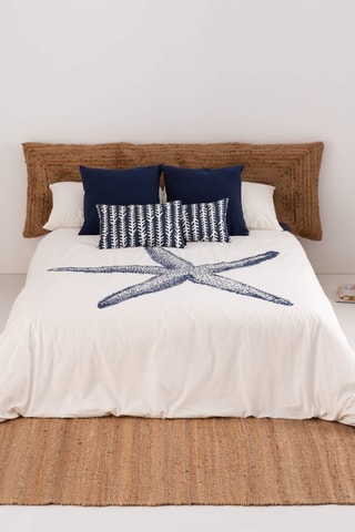 Housse de couette en percale de coton 79 fils/cm² Blanes - Blanc et bleu cobalt