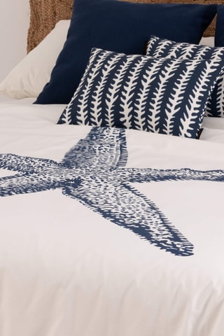 Housse de couette en percale de coton 79 fils/cm² Blanes - Blanc et bleu cobalt