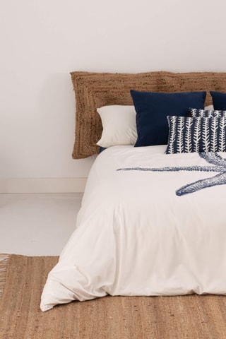 Housse de couette en percale de coton 79 fils/cm² Blanes - Blanc et bleu cobalt