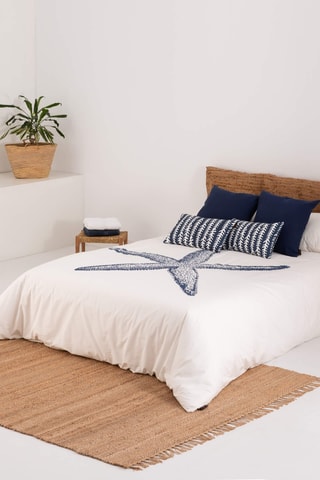 Housse de couette en percale de coton 79 fils/cm² Blanes - Blanc et bleu cobalt