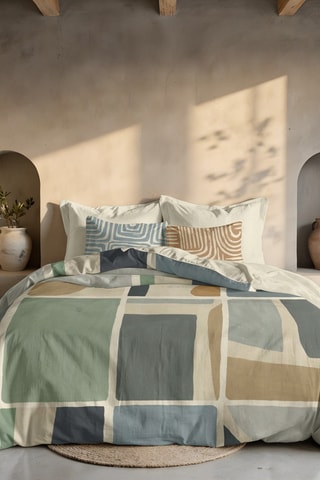 Capa de edredão reversível em percal de algodão 79 fios/cm² Peñíscola  - Branco e azul-marinho