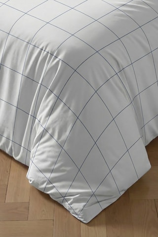 Housse de couette réversible en percale de coton 79 fils/cm² Borriana - Blanc et bleu cobalt