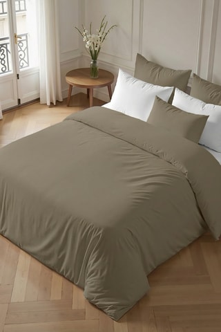 Capa de edredão em percal de algodão 79 fios/cm² Greige - Castanho