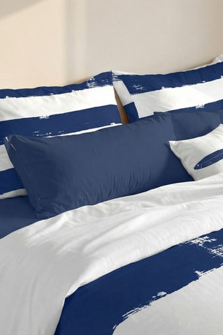 Housse de couette réversible en percale de coton 79 fils/cm² Cambrils - Bleu cobalt et blanc
