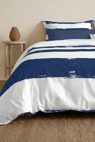 Housse de couette réversible en percale de coton 79 fils/cm² Cambrils - Bleu cobalt et blanc