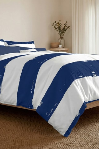 Housse de couette réversible en percale de coton 79 fils/cm² Cambrils - Bleu cobalt et blanc