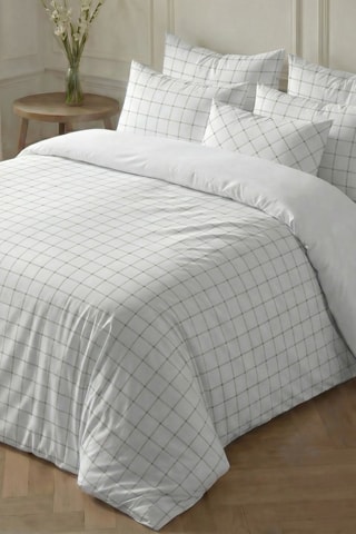 Housse de couette réversible en percale de coton 79 fils/cm² Daimus - Gris foncé et blanc