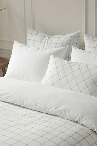 Housse de couette réversible en percale de coton 79 fils/cm² Daimus - Gris foncé et blanc