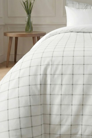Housse de couette réversible en percale de coton 79 fils/cm² Daimus - Gris foncé et blanc
