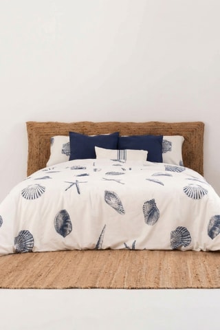 Housse de couette en percale de coton 79 fils/cm² Dénia - Bleu cobalt et blanc