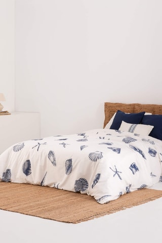 Housse de couette en percale de coton 79 fils/cm² Dénia - Bleu cobalt et blanc