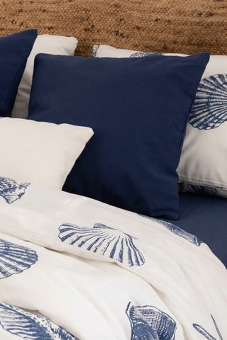 Housse de couette en percale de coton 79 fils/cm² Dénia - Bleu cobalt et blanc