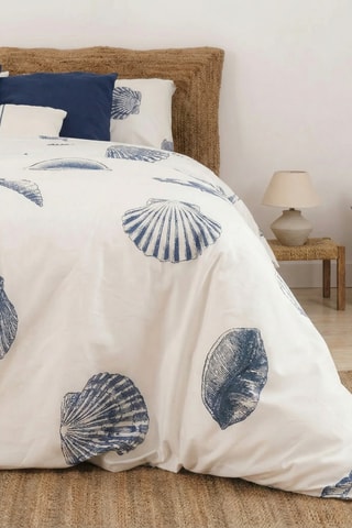 Housse de couette en percale de coton 79 fils/cm² Dénia - Bleu cobalt et blanc
