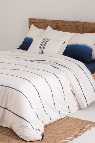 Housse de couette en percale de coton 79 fils/cm² Ibiza - Blanc et bleu cobalt