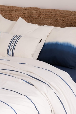 Housse de couette en percale de coton 79 fils/cm² Ibiza - Blanc et bleu cobalt