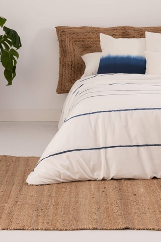 Housse de couette en percale de coton 79 fils/cm² Ibiza - Blanc et bleu cobalt